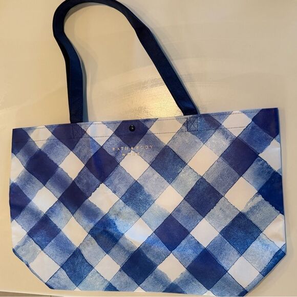 Bath & Body Works Blue GinghamTote Bag NWT - Picture 1 of 3